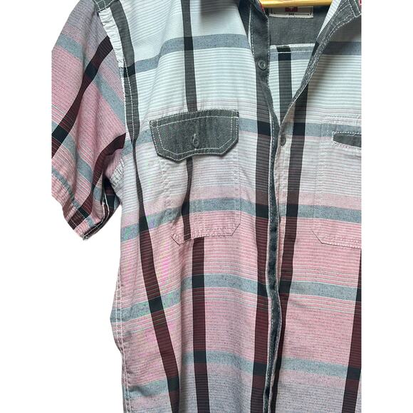 Swiss Cross Mens Red‎ Short Sleeve Button Down Size Small Cotton Polyester Blend - Picture 7 of 9